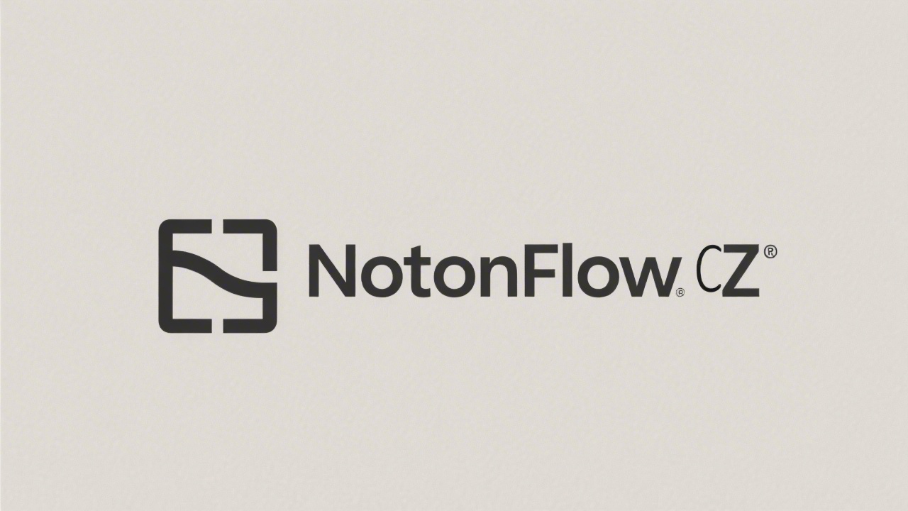 Simple geometric logo with a clean wordmark NotionFlow CZ, two parallel lines and a minimal square mark, designed for clarity and easy recognition on light backgrounds.